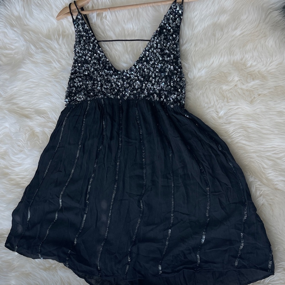 New with tags!! Free People Black Sequin Mini Dress - Picture 9 of 9